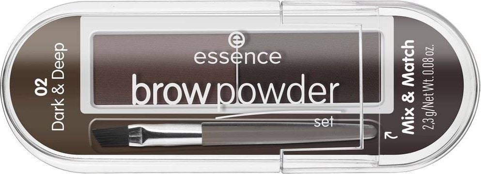 Essence ESSENCE_Brow Powder Set Kit de styling sprancene cu pensula 02 Dark Deep 2.3g