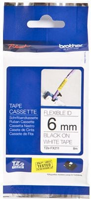Etichete Brother TZEFX211, 6 mm, Black on Yellow Flexible ID