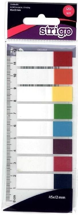 Articole si accesorii birou - Etichete indexare Strigo adezive 8 paduri 45x12mm 120 file multicolor