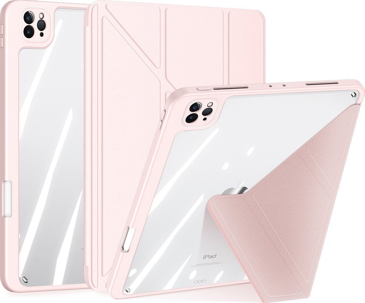 Husa pentru tableta Dux Ducis Magi Dux Ducis pentru iPad Pro 12.9' 2021/2020/2018, teaca inteligenta cu suport si depozitare pentru Apple Pencil, roz