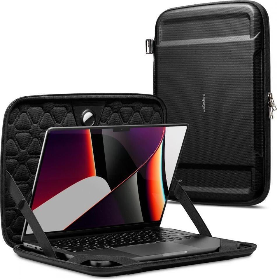 Husa Geanta Pouch Spigen Rugged Armor Compatibila Cu Laptop / Macbook 15 - 16 inch, Negru - 40239