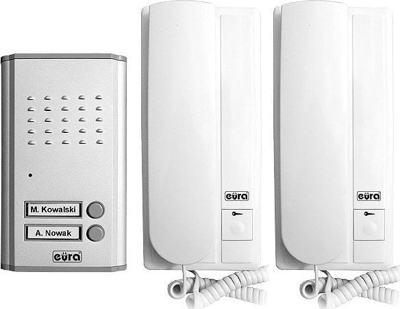 Interfon Eura EURA ADP-47A3 DOPPIO - argintiu, cu două familii, hands-free, suport pentru 2 intrări
