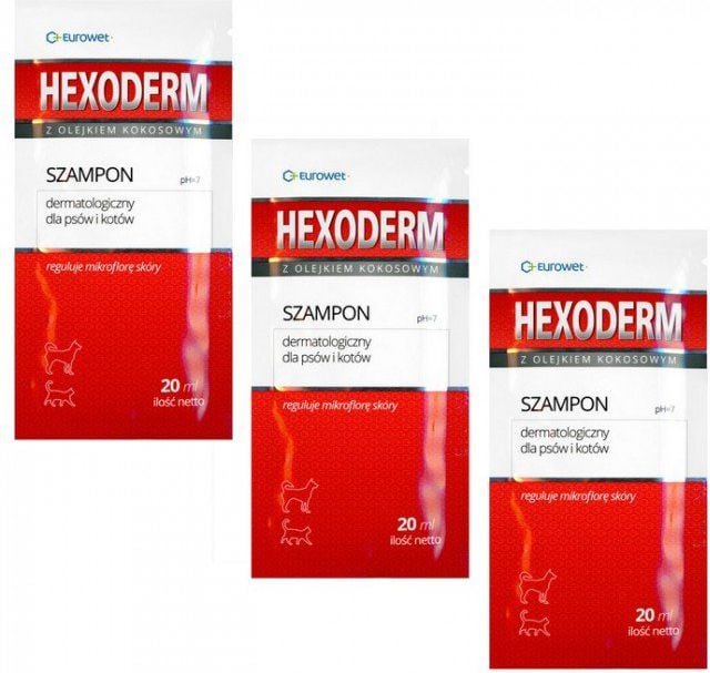 EUROWET Hexoderm - plicuri de sampon dermatologic 20x20ml