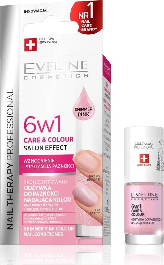 Eveline Eveline Nail Therapy Balsam de unghii care da culoare 6in1 SHIMMER PINK 5ml