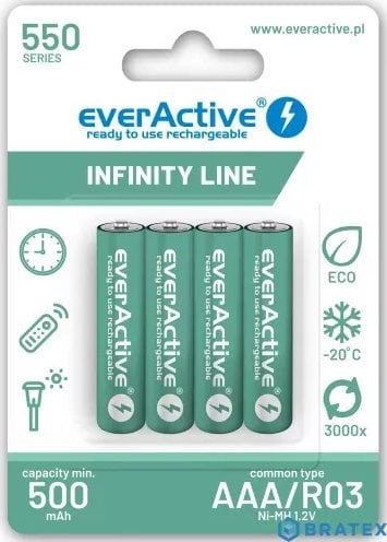 EverActive Akumulatory R03/AAA 550 mAH blister 4 szt. Infinity Line technologia ready to use
