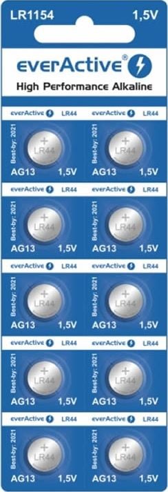 EverActive AG13 G13 LR1154 LR44 1.5v baterie alcalina plata Set 1x Blister