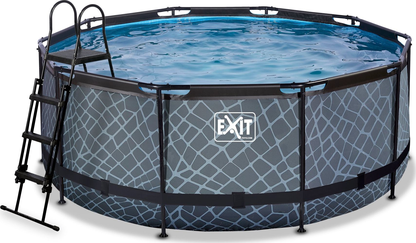 Exit Exit Toys Stone Pool, Frame Pool O 360x122cm, swimming pool (grey, with filter pump)