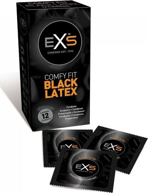 EXS EXS Comfy Fit Prezervative din latex negru prezervative din latex negru 12buc.