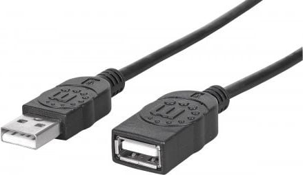 Extensie cablu USB, Manhattan, USB 2.0 T/M, 1 m, Negru