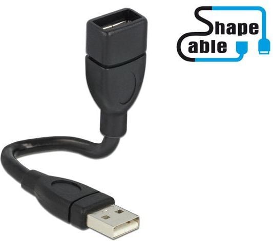 Extensie USB Delock, M/F 2.0, 15cm, Negru