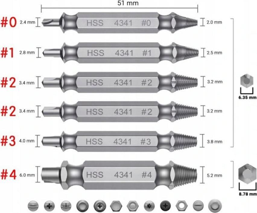 EXTRACTOARE Argintiu PENTRU SURUBURI SPRE 6buc. /SILVER EX10707