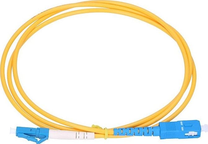 Cablu de retea Extralink, LC, UPC, G.652D, Simplex 3.0 mm, 1 m, Alb, Galben, Albastru