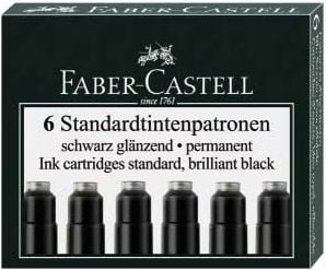 Faber-Castell CARTUSE DE CERNEALA SCURT NEGRU 6 BUC CUTIE (185507 FC)