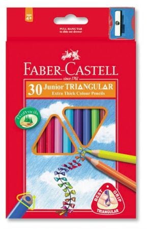 Creioane Colorate Jumbo in cutie carton Faber-Castell + Ascutitoare, 30 culori