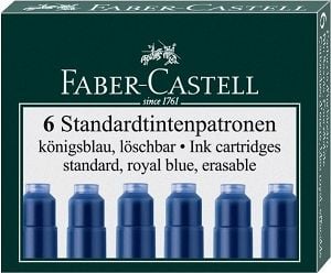 Mine, rezerve si cerneala - Faber-Castell CARTUSE DE CERNEALA SCURT ALBASTRU 6 BUC CUTIE (185506 FC)