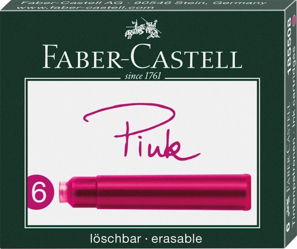 Mine, rezerve si cerneala - Faber-Castell Cartuse scurte roz 6 buc FABER CASTELL