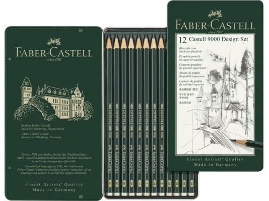 Creion de design Faber-Castell Castell 9000 12 piese Cutie metalică Faber-Castell (119064 FC)