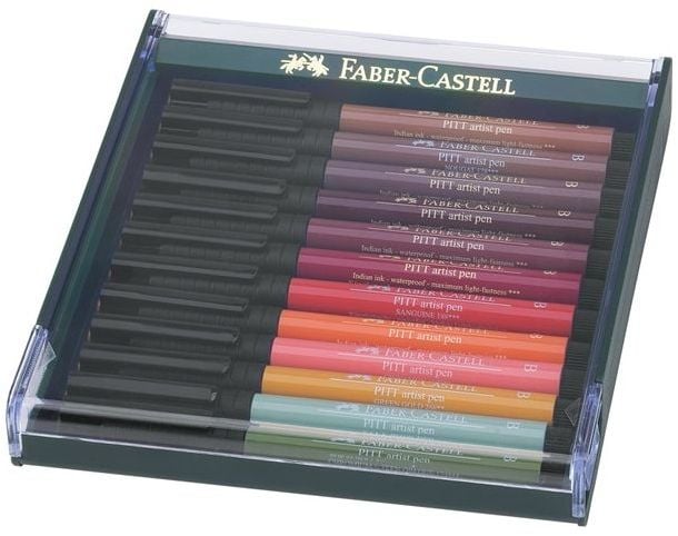 Instrumente de scris - Culori Pitt Artist Pen Faber-Castell, nuante earth (cutie/ 12 culori)