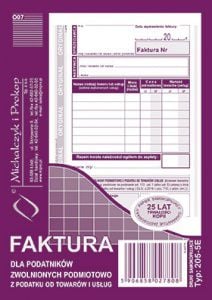 Hartie si produse din hartie - Factură pentru contribuabilii scutiți de taxa pe bunuri și servicii A6 205-5E (WIKR-930754)