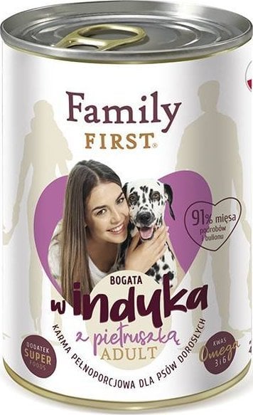 FAMILY FIRST Karma dla psa indyk z pietruszką 400g