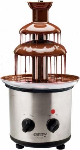 Aparate de preparat desert - Fantana de ciocolata Camry CR 4488, 650 ml ciocolata, otel inoxidabil, indicator de incalzire, picioare anti-alunecare, Argintiu