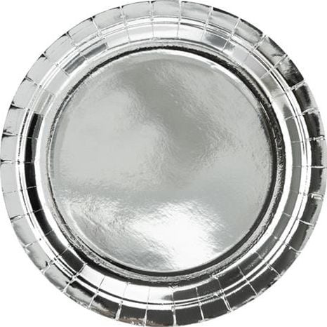 Farfurii rotunde Party Deco, argintiu, 23cm, 6 buc universale (37916)