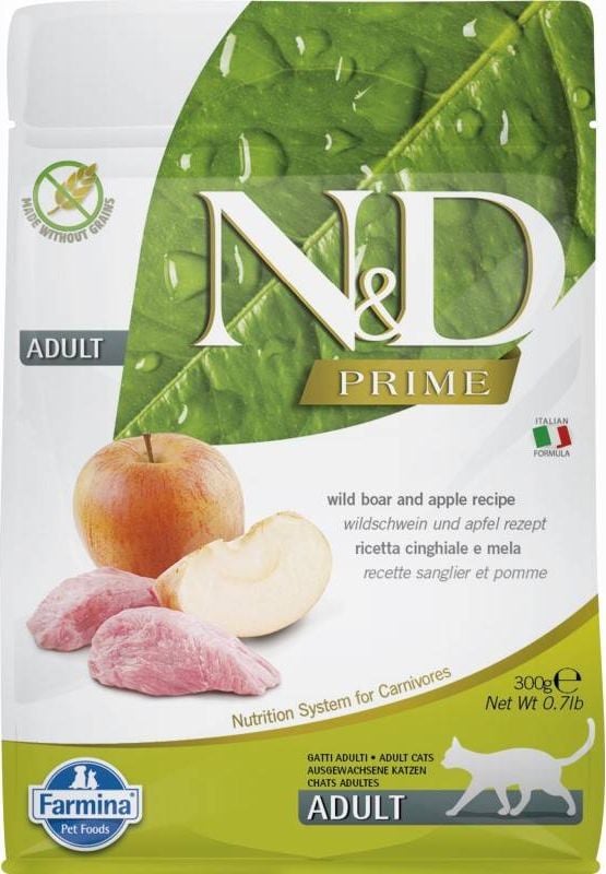 Farmina N&D Prime Boar & Apple Boar & Apple Hrană pentru pisici adulte 300 g