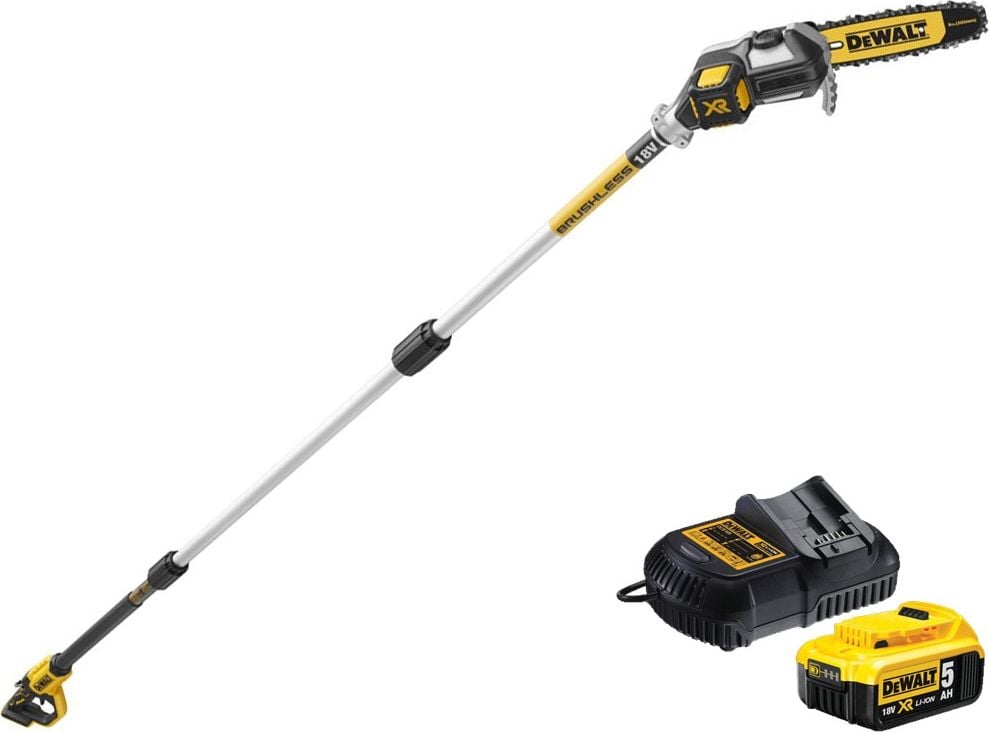 Ferastrau cu lant cu tija extinsa 18v Dewalt cu 1 acumulator de 18V 5.0Ah