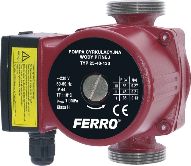 Pompa Ferro CWU 25-40-130 (0203W) pentru încălzire prin apă caldă