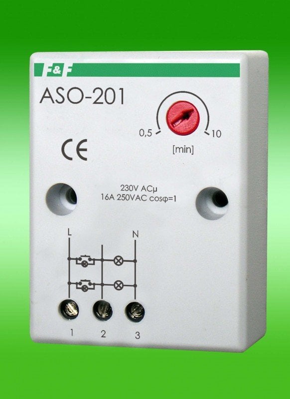 F&F Comutator automat scara 230V 16A montaj la suprafata IP40 - ASO-201