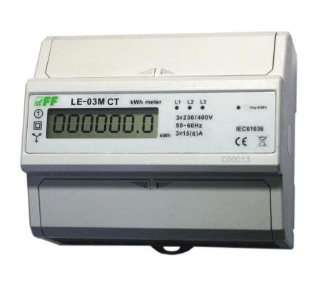 contor electric trifazat cu transmisie programabile RS-485 MODBUS clasa 1 LCD LE-03M-CT