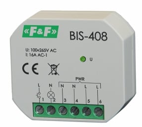 Basculantul releul 1NO 16A 100-265V AC IP20 - BIS-408