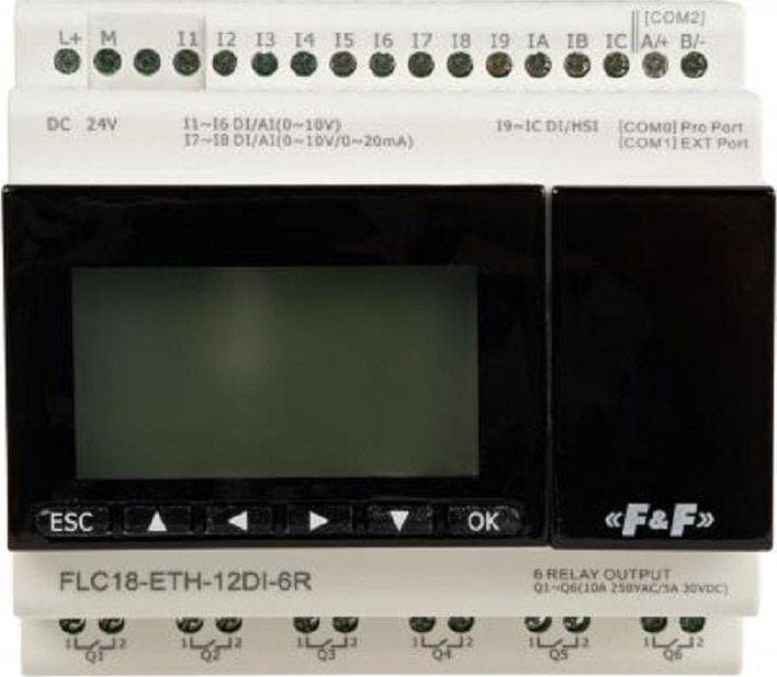 Controler programabil F&F 12 intrări 6 ieșiri FLC18-ETH-12DI-6R