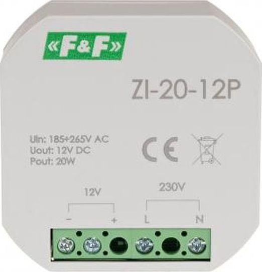 F&F Sursă de alimentare comutată pentru o cutie 180-264V AC, afară 12V DC 1.6A 20W ZI-20-12P