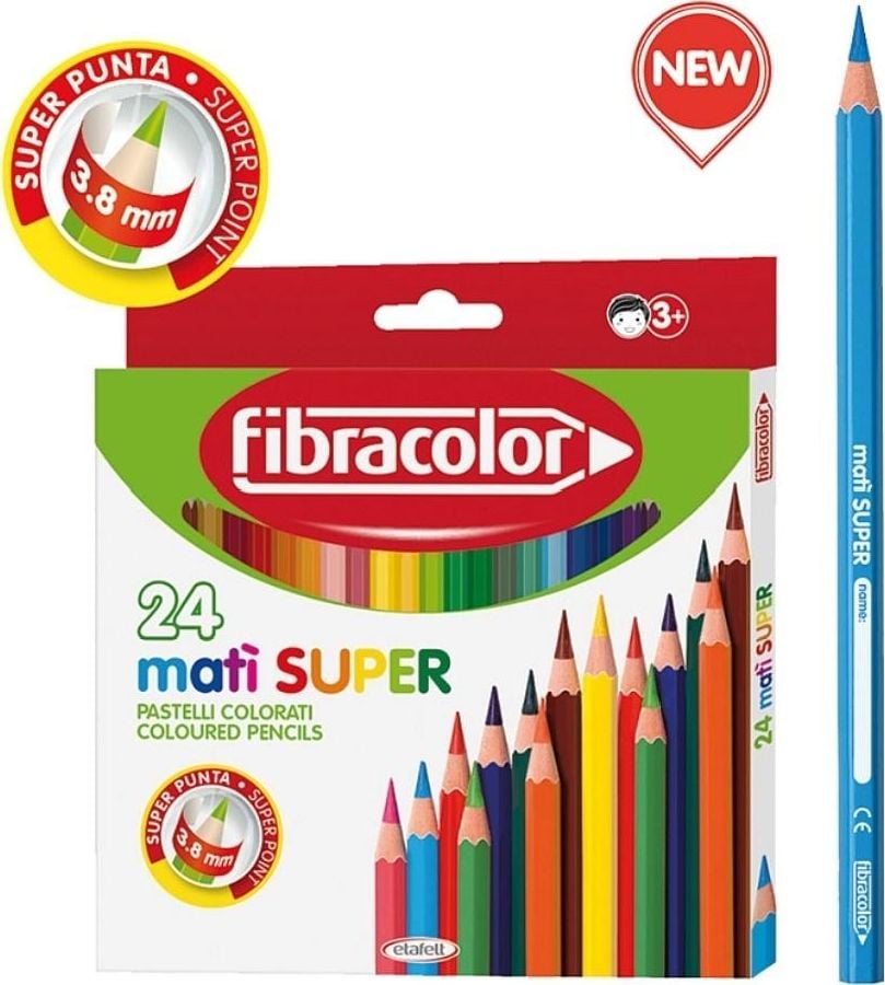 Fibracolor Mati Super Creioane 24 de culori (372942)