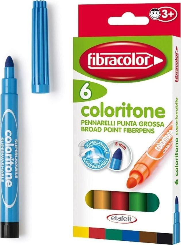 Markere Fibracolor Coloritone 6 culori FIBRACOLOR
