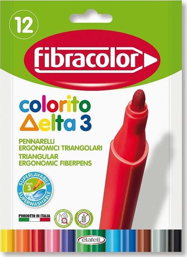 Markere Fibracolor Delta 3 triunghiulare 12 coloane FIBRACOLOR