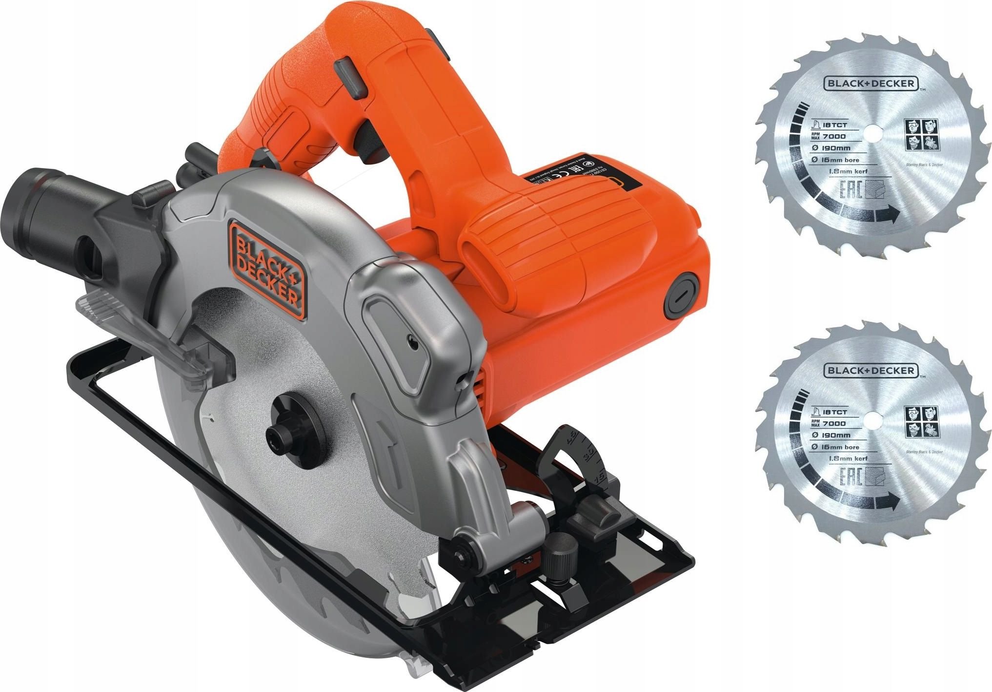 Fierastrau circular manual Black&Decker CS1250LA, 1250 W, 5300 RPM, 230 V, 2 discuri