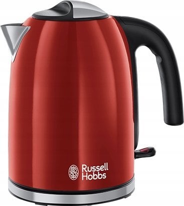 Fierbator Russell Hobbs Colours Plus Flame Red 20412-70, 2400 W, 1.7 l, Fierbere rapida, Varf turnare perfecta, Rosu/Inox