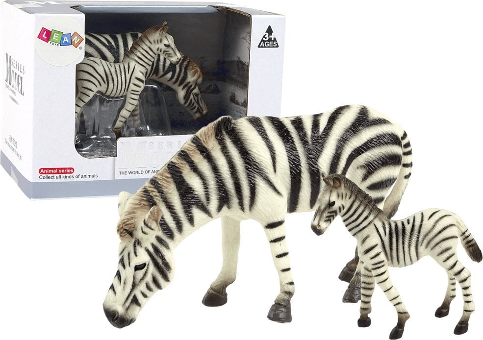 Figurină LeanToys Set de 2 figurine zebră cu figurină animale tinere zebre