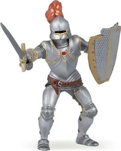 Figurina Papo-Cavaler medieval in armura rosie