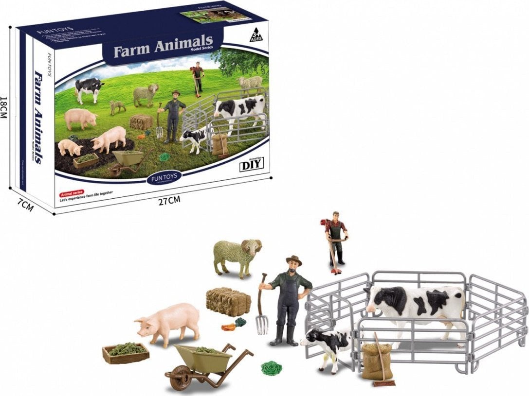 Figurina Ramiz Farm Set cu figurine si accesorii pentru copii 3+ Fermierii + animale + echipament