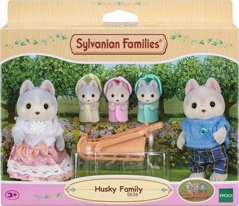 Set 5 Figurine, Sylvanian Families Husky Family, 8 cm