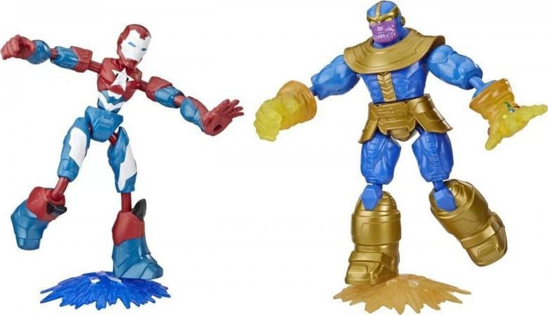 Figura de acțiune Hasbro Avengers Bend and Flex - Iron Patriot vs Thanos (E9197)