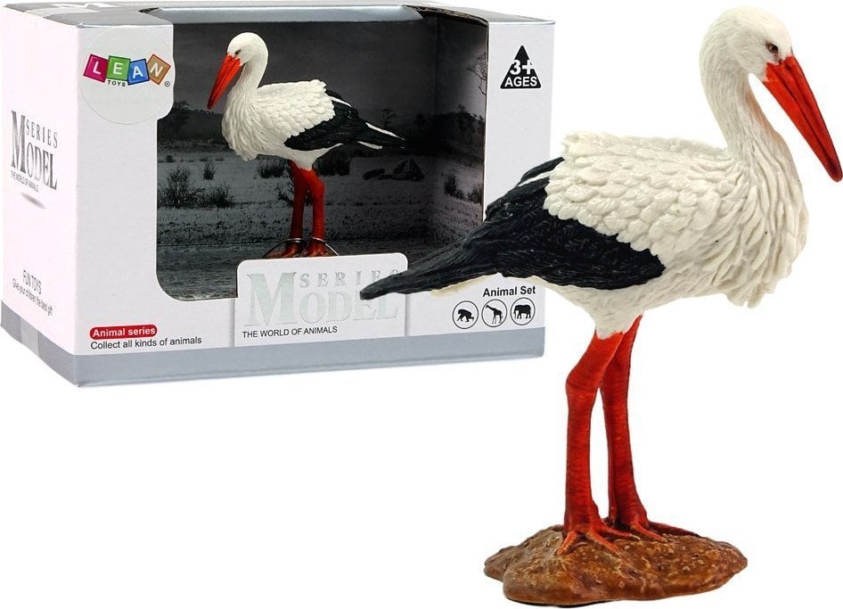 Figurină Import leantoys Figurină de colecție cu barză albă Figurină pasăre