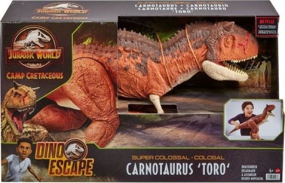 Figurina Jurassic World Camp Cretaceous Super Colossal Carnotaurus Toro, 41 cm
