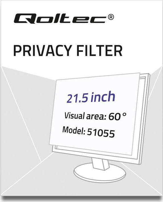 Filtru Qoltec de privatizare GDPR | 21,5'' | 16:9