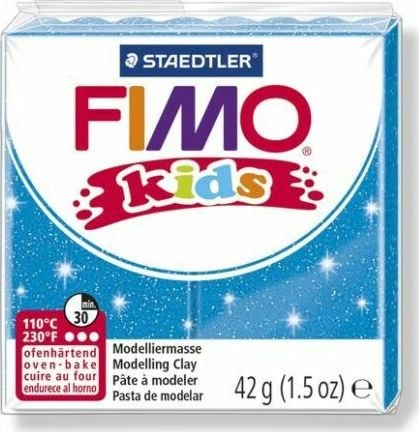 Fimo Masa plastyczna termoutwardzalna Kids brokatowa niebieska 42g