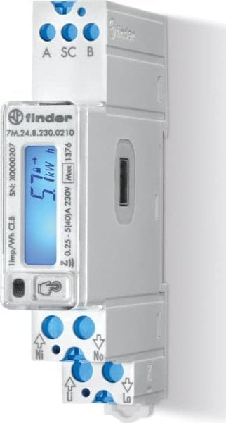Finder Contor de energie bidirecțional monofazat MID 40A MODBUS RS485 NFC 7M.24.8.230.0210