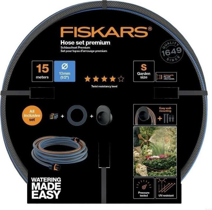 Fiskars KIT FURtun FISKARS 1/2` 15m - Q4 + SUPORT PERETE FS1027678